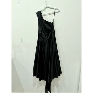 NWT Tibi New York Asymmetric One Shoulder Pleated Maxi Dress Black Women's 12